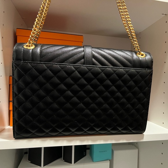 YSL ENVELOPE LARGE BAG IN MIX MATELASSÉ GRAIN DE POUDRE EMBOSSED LEATHER - Picture 3 of 9